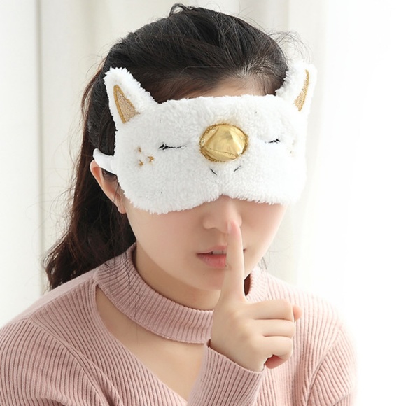 Gold White Unicorn Plush Sleeping Mask - Picture 6 of 6